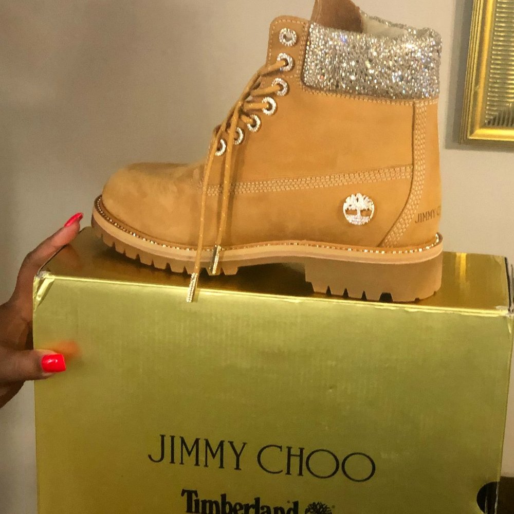 Jimmy Choo Swarovski Crystal Timberlands Sz 7.5 Men 0r 9 Women true two size